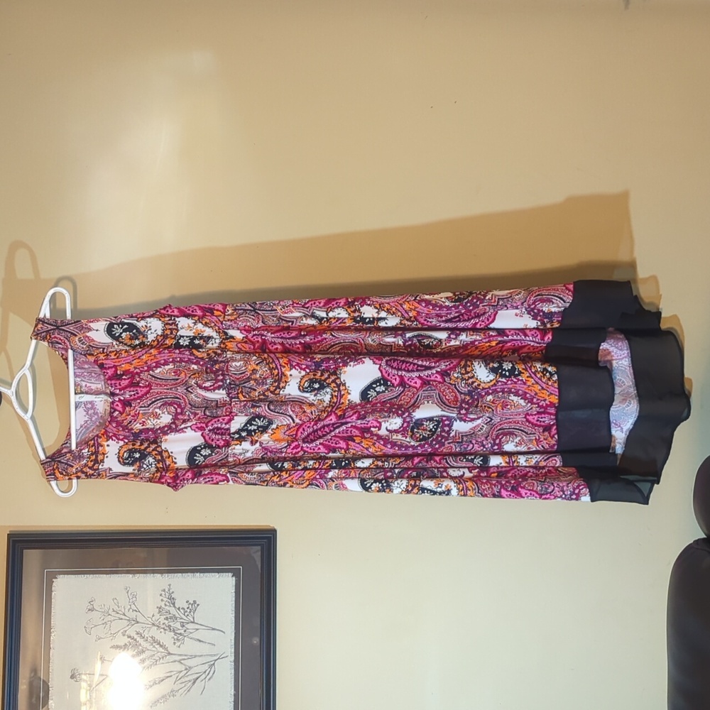 NY Collection Pink and Red Patterned Hi-Lo Dress